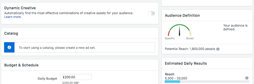 Facebook Ad Set Audience Size