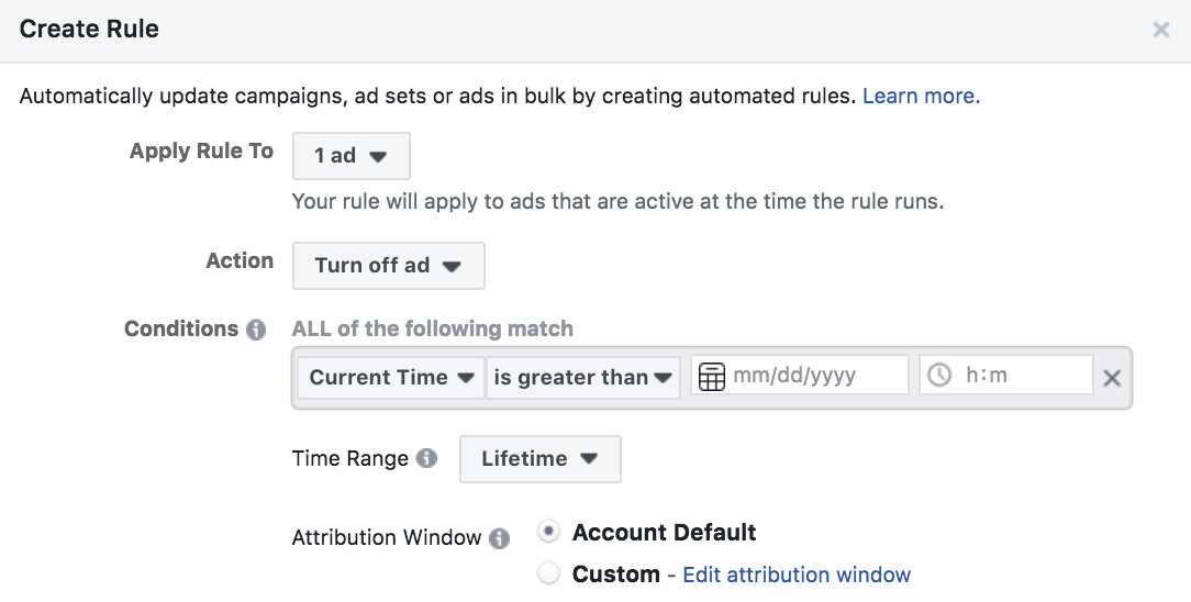 Facebook ads automated scheduling