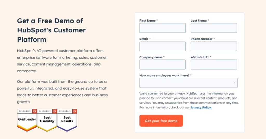 landing page form design